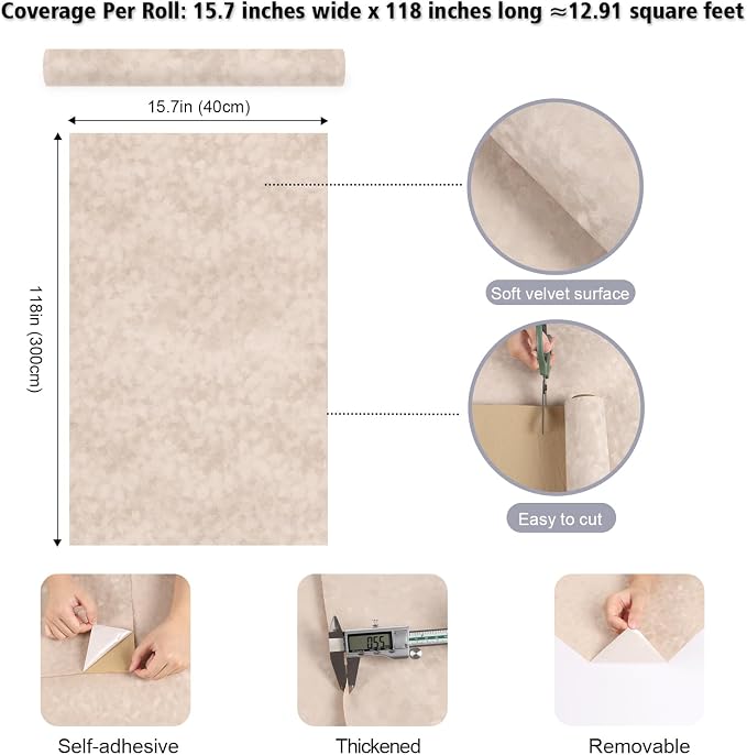 Beige Felt Drawer Liner Self Adhesive Velvet Flocking Liner Roll - Image 8