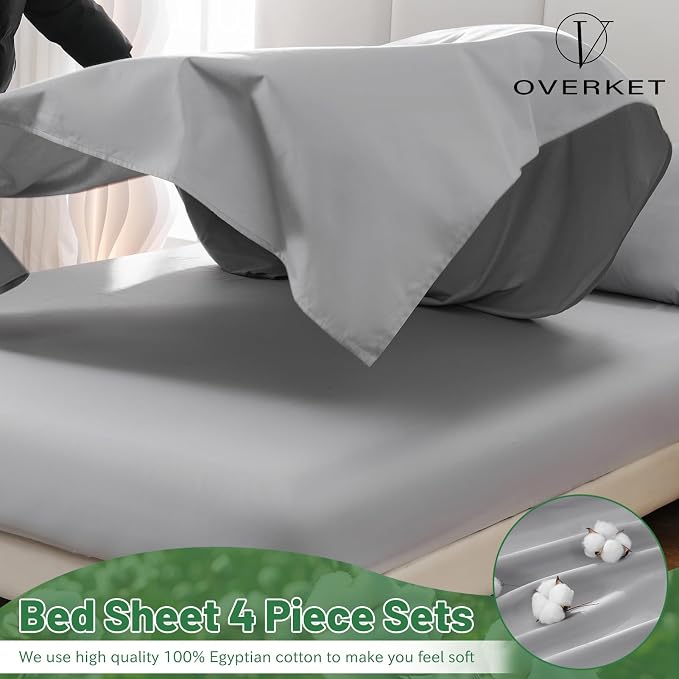 100% Egyptian Cotton Sheets Cal King Sheet Set 1000 Thread Count Sateen Weave - Image 3