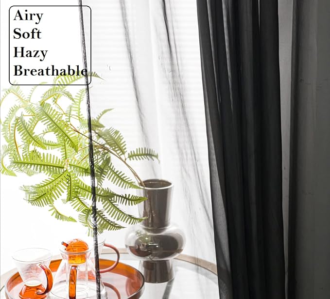 PI Black Sheer Curtains 45 inches Long - Image 2