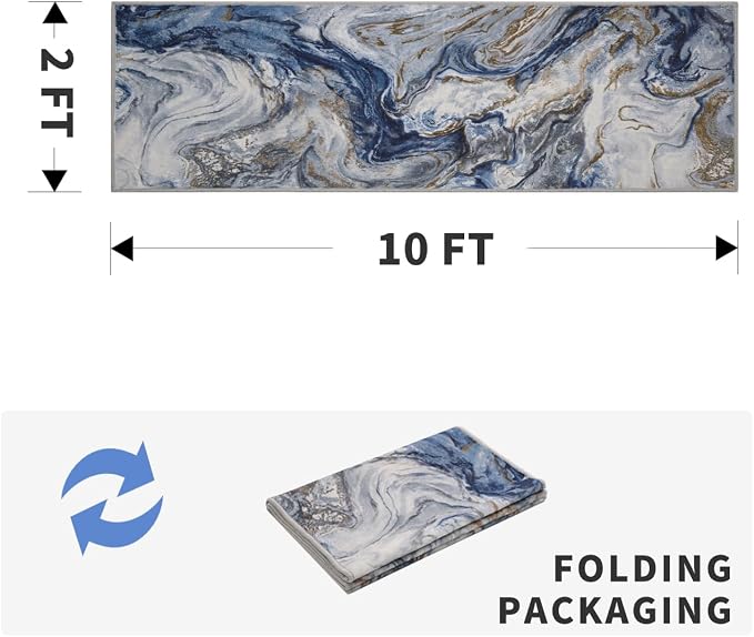 2x10 Runner Rug for Hallways Kitchen Modern Abstract Washable Rug Soft Non Slip - Image 2