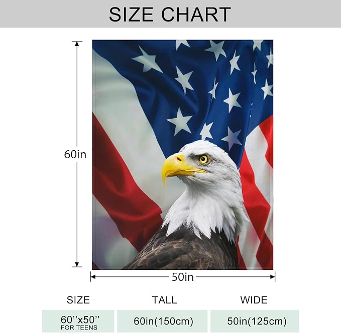 US Flag & Eagle Throw Blanket for Couch, Super Soft Fuzzy Throws Warm - Image 4
