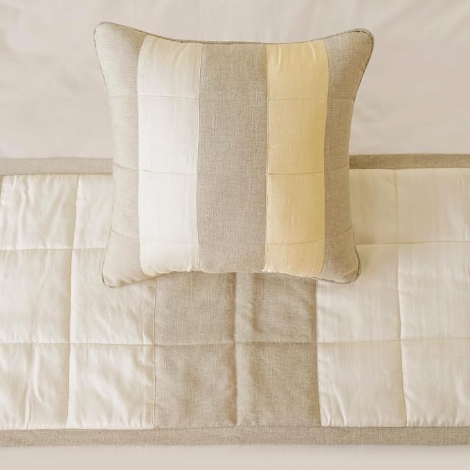 The HomeCentric King/Queen/Twin Beige Decorative King 90"x18" Bed Runner - Image 2