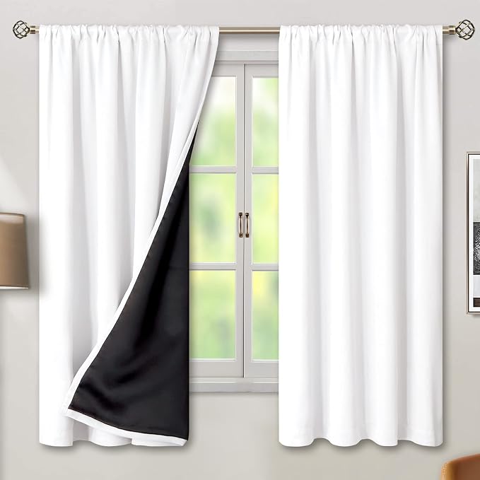BGment White Blackout Curtains for Bedroom 63 Inch Length 2 Panels Set by BGment