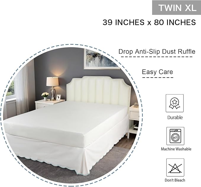 HIG Off-White Chic Twin XL Bed Skirt - Image 2