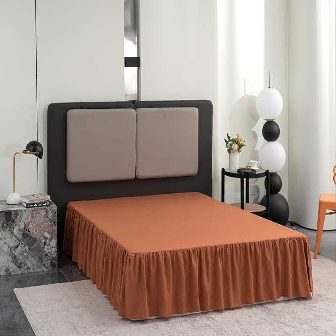 Terracotta Bed Skirt Full Size Ruffled Bed Skirt - Image 5