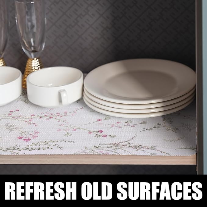 Floral Drawer and Shelf Liner for Cabinets, Non-Adhesive and Strong Non-Slip - Image 3