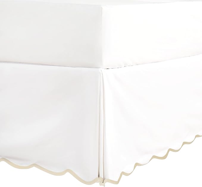 HIG Off-White Chic Twin XL Bed Skirt by HIG