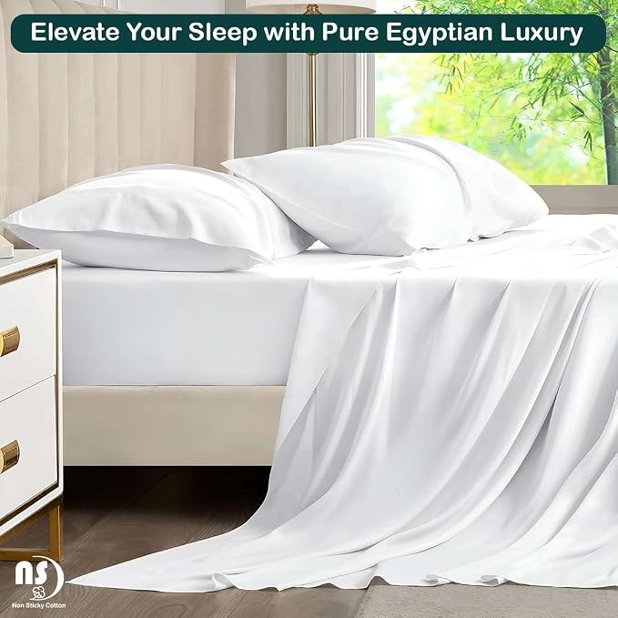 NON Sticky cotton Queen Size Sleeper Sofa Sheets, 4 Piece Egyptian Cotton Bed - Image 5