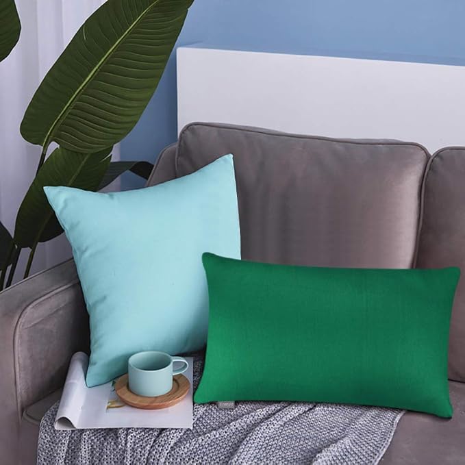 4-Pack 100% Cotton Lumbar Comfortable Solid Decorative Throw Pillow Case - Image 2