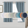 PrinceDeco Blackout Curtains 63 Inch Length Stone Blue Short Blackout Curtains by PrinceDeco