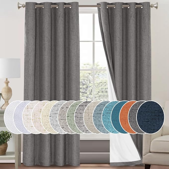 PrinceDeco Primitive Textured Linen 100% Blackout Curtains by PrinceDeco