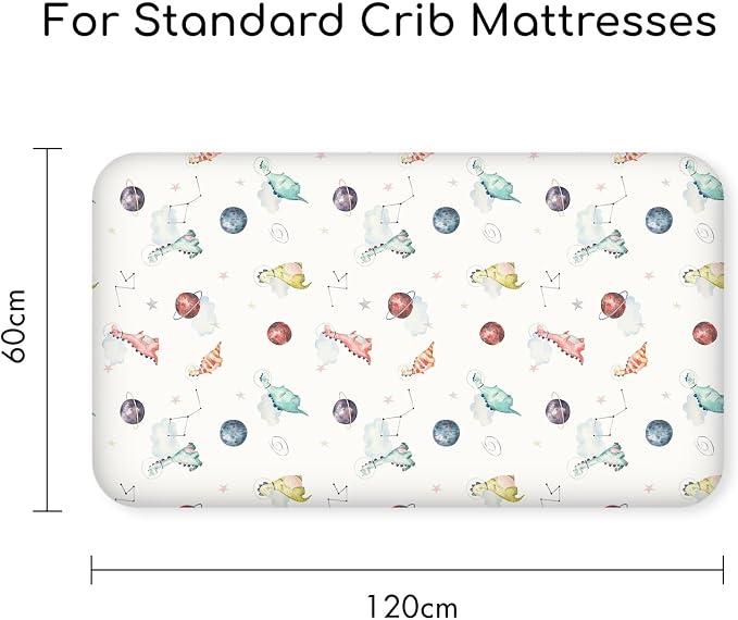 Nap Mat Sheet 47"x24", 3 Pack Dinosaur Baby Crib Sheets Fitted Elastic Corners - Image 6