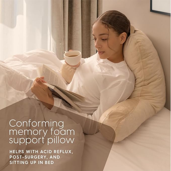 Milliard Reading Pillow with Arms, Shredded Memory Foam Back Pillow - Image 4