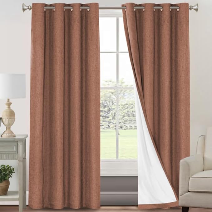 PrinceDeco Blackout Curtains for Bedroom 100% Absolutely Blackout Linen Look by PrinceDeco