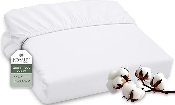 ROYALE LINENS 300 Thread Count 100% Long Staple Combed Cotton Fitted Sheet King by ROYALELINENS