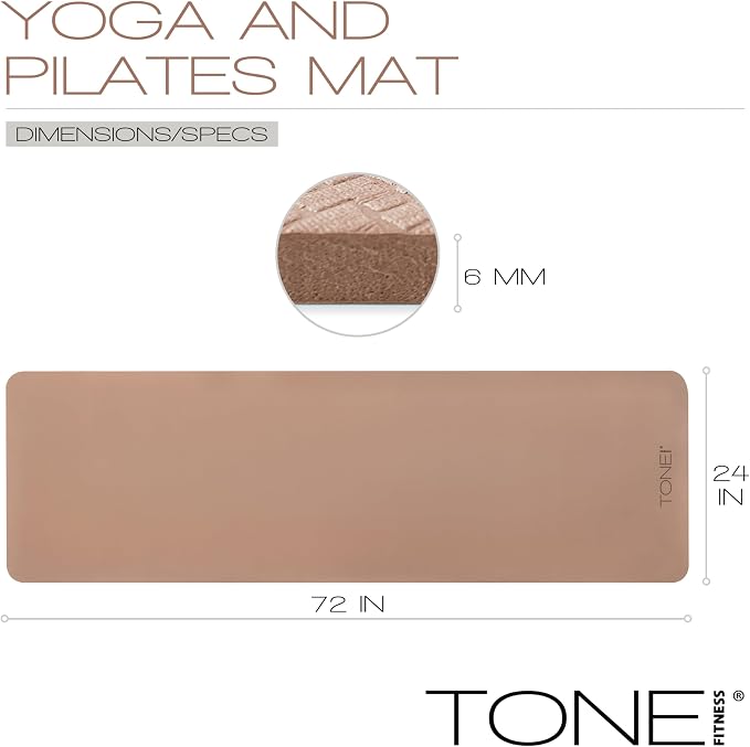 TONE Fitness Yoga Mat 1/4" Thick Non Slip Exercise & Pilates Mat - Image 5
