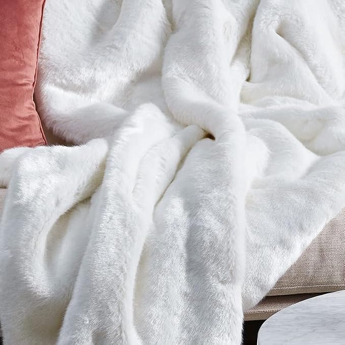 White Washable Faux Fur Area Rug - Image 4