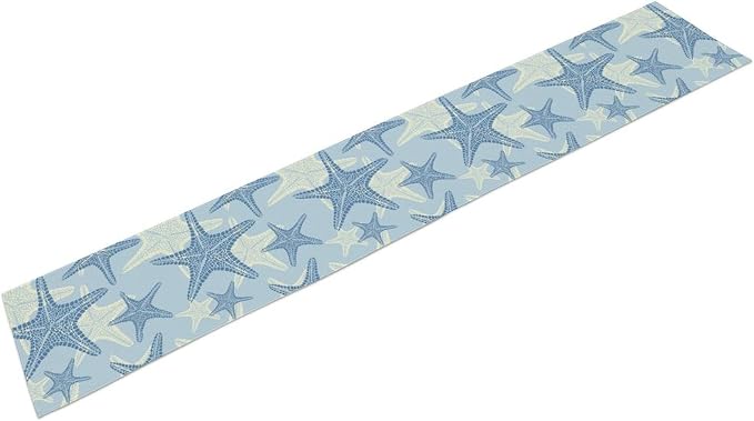 Coastal Starfish Kitchen Table Runner Nautical Beach Seaside Ocean Blue Gray - Image 2