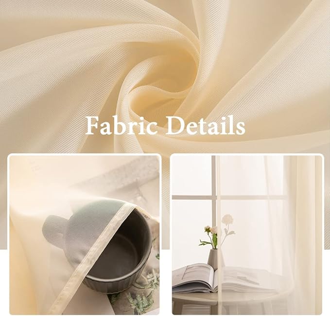 MIULEE 2 Panels Solid Color Sheer Window Curtains Elegant Window Voile - Image 3