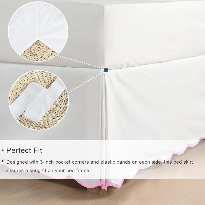 HIG Off-White Chic Twin XL Bed Skirt - Image 3