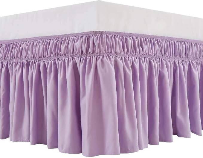 MEILA Wrap Around Bed Skirt Three Fabric Sides Elastic Dust Ruffled 24 Inch by MEILA