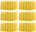 Round Tablecloth 132 Inch 6 Pack Yellow Tablecloths Washable Decorative Linen by AOCOZHomeLifeMuseum