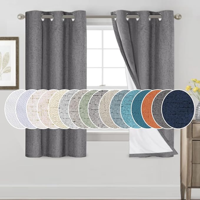 PrinceDeco Blackout Curtains 64" Long 2 Panels Set 100% Blackout Curtains by PrinceDeco