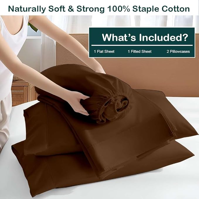 NON Sticky cotton Twin Size Sleeper Sofa Sheets, 4 Piece Egyptian Cotton Bed - Image 3