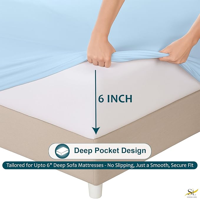 Sleeper Sofa Bed Sheet Set – Full Size, 100% Cotton, 338 Thread Count – 4-Piece - Image 4
