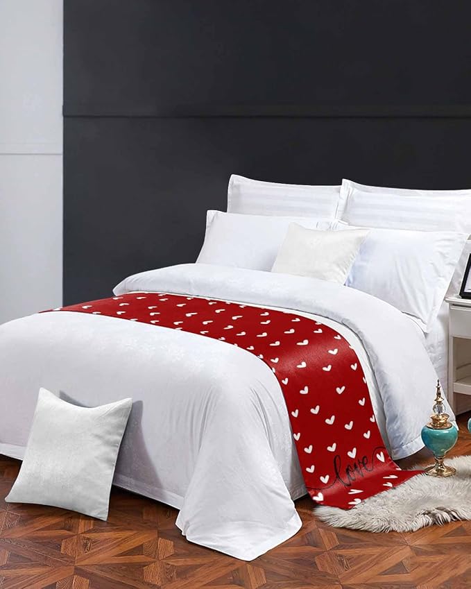 Valentine's Day White Love Hearts Bed Runners - Image 4