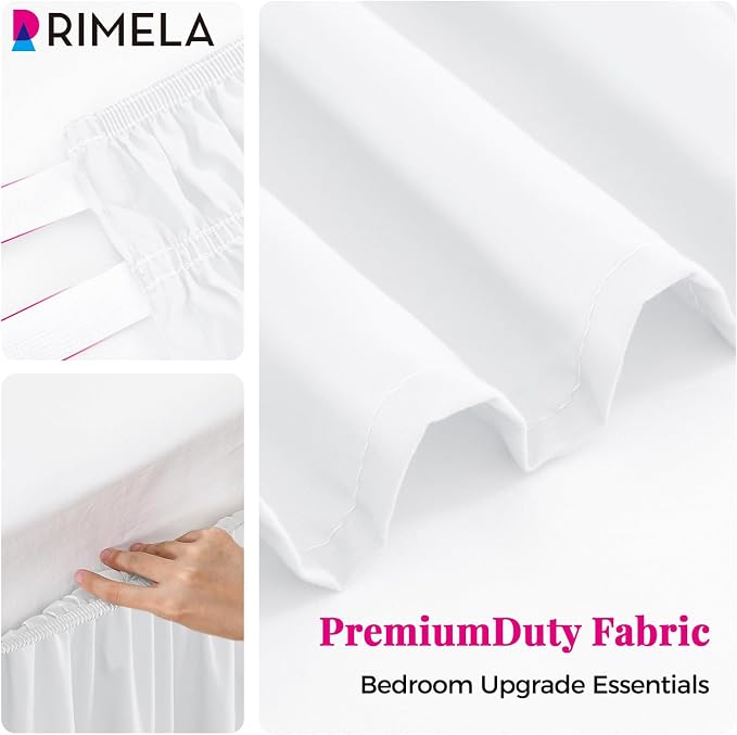 RIMELA Bed Skirt Full Size Moon White 15 Inch Drop, Wrap Around Elastic Bedskirt - Image 5