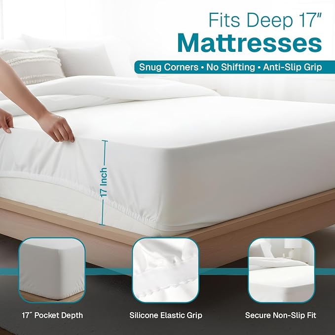 FABDREAMS Organic Waterproof Mattress Protector Queen Size|Queen Mattress - Image 6