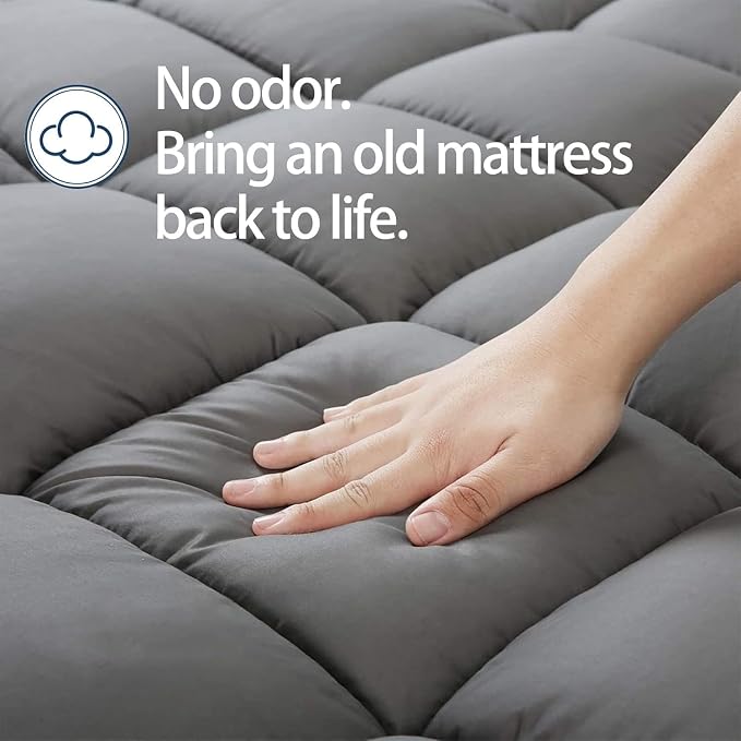 Mattress Topper Queen for Back Pain, Extra Thick Mattress Pad Cover, Plush - Image 4
