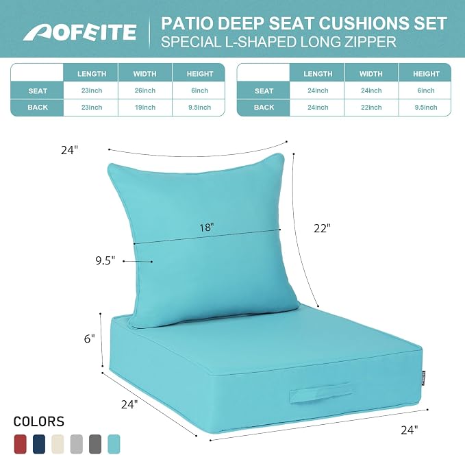 Outdoor Olefin Water-Resistant Deep Seat Cushion Set, Thickened Sofa Chair Pad - Image 4