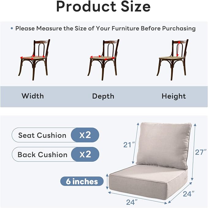 6" Thicker Outdoor Chair Cushion 2 Sets - Image 2