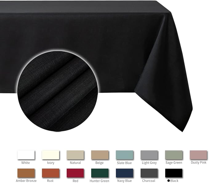maxmill Faux Linen Texture Tablecloth Stain Resistant Waterproof, Wrinkle - Image 4