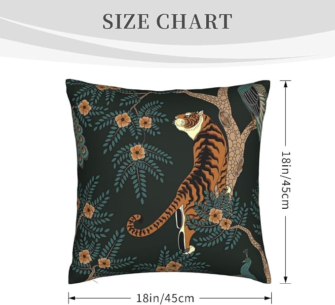 NBFKDO Pillow Cover, Tiger and Peacock Throw Pillow Case Modern Cushion Cover - Image 3