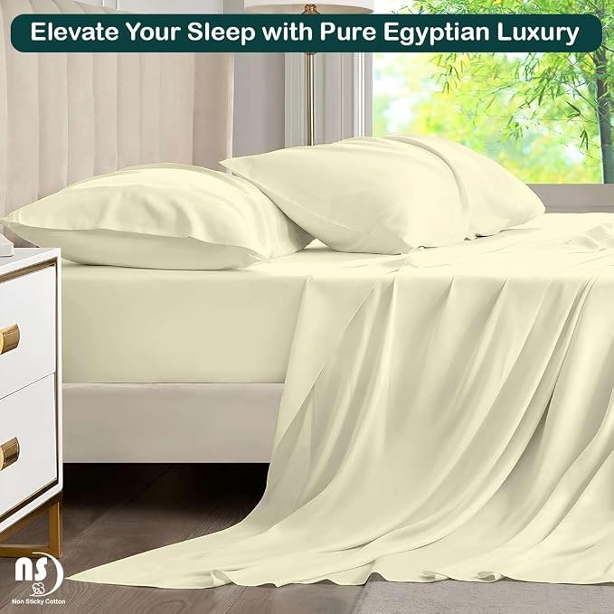 NON Sticky cotton Queen Size Sleeper Sofa Sheets, 4 Piece Egyptian Cotton Bed - Image 5