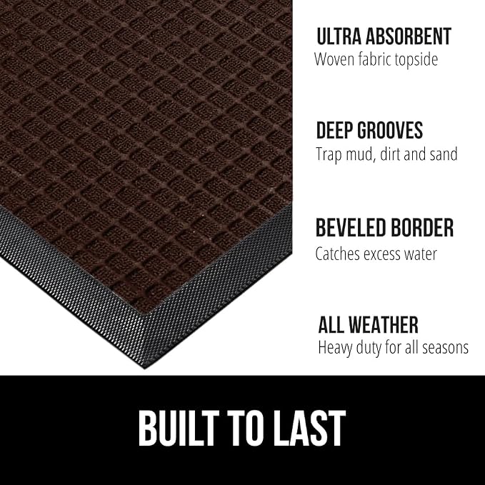 GORILLA GRIP 100% Waterproof All-Season WeatherMax Doormat US Designed Natural - Image 2