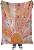 Orange Boho Sun Throw Blanket 60Wx80H Inch Bohemian Minimalist Art Boys Girls by Reateforin