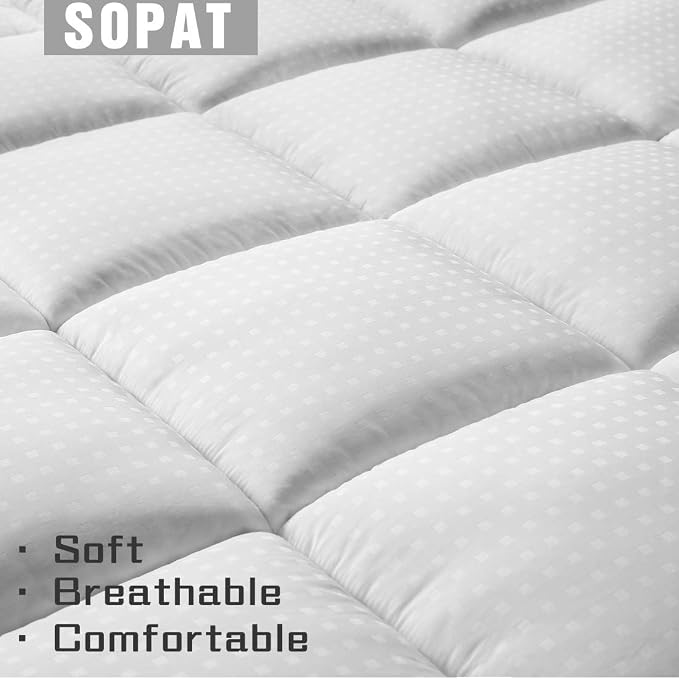 SOPAT Extra Thick Mattress Topper Twin XL 400TC Cotton Pillow Top Breathable - Image 4