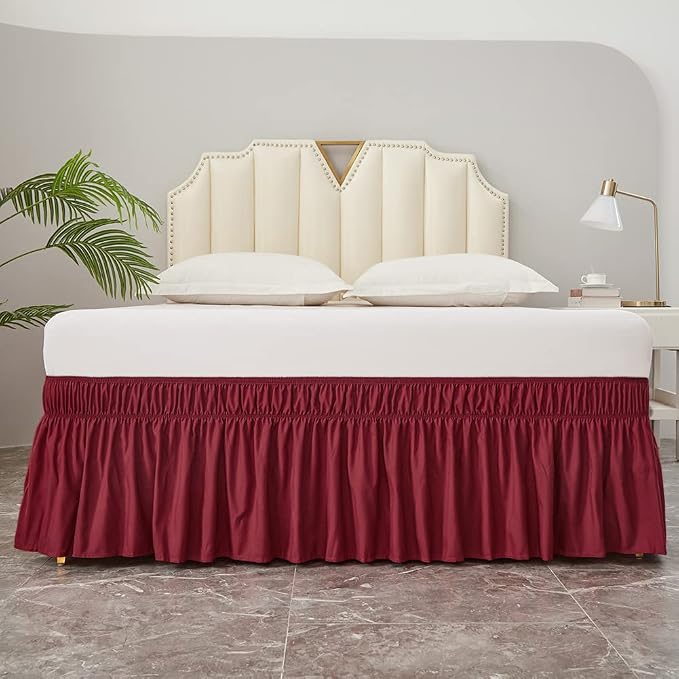 MEILA Wrap Around Bed Skirt Three Fabric Sides Elastic Dust Ruffled 24 Inch - Image 4