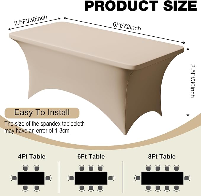 Trlyc 1 Pack 6FT Spandex Table Cloth - Image 4