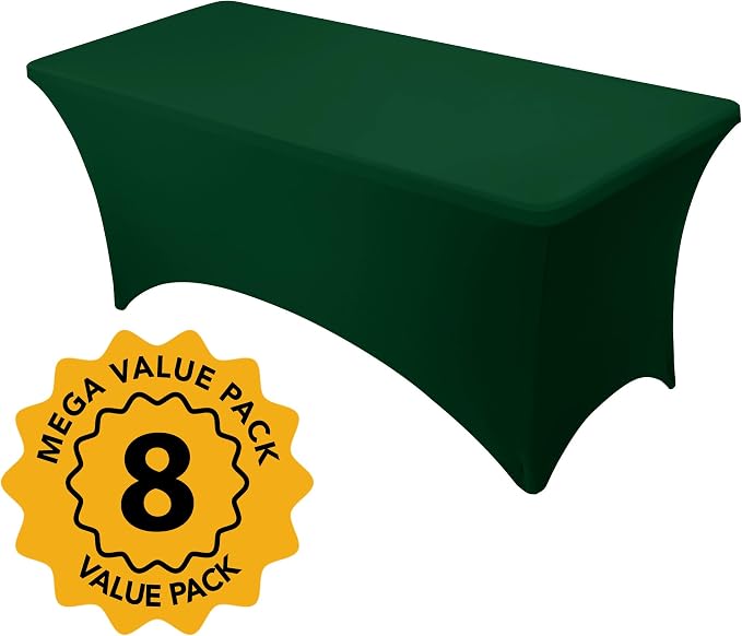 8-Pack Premium Hunter Green Spandex Tablecloths - Image 2