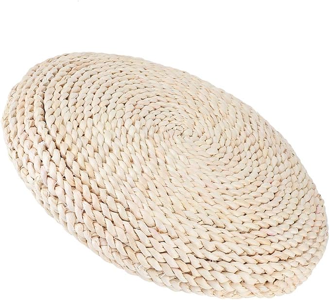 Japanese Round Tatami Hand Woven Floor Cushion, Meditation Yoga Mat, Corn Bran - Image 6