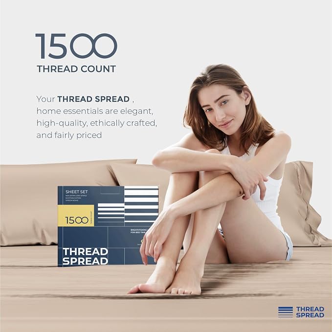 THREAD SPREAD 100% Egyptian Cotton Sheets Queen Size - Image 8