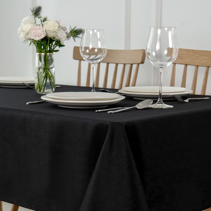 maxmill Square Tablecloth Slubby Texture Stain Resistant Waterproof Wrinkle by maxmill