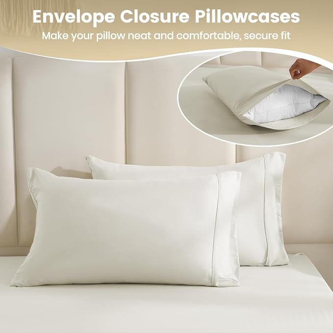 Full Sheet Set - Hotel Luxury 4 Piece Breathable Cooling Full Size Sheet Sets - Image 9