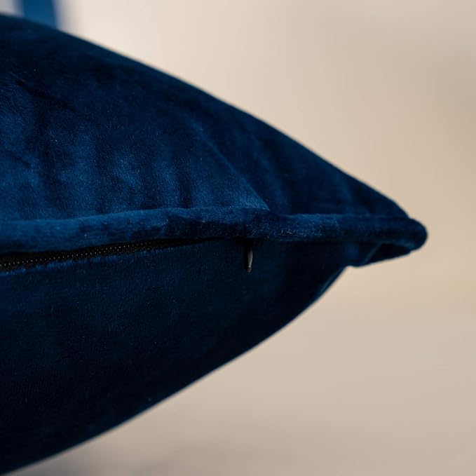 Yangest Navy Blue Striped Patchwork Throw Pillow Cover Gold Leather Cushion - Image 5