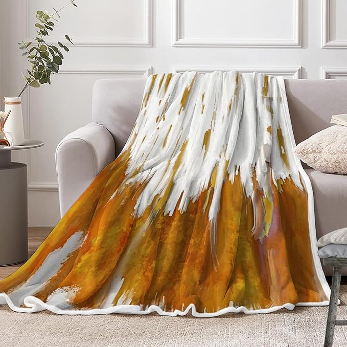 Abstract Ombre Throw Blankets, Modren Chic Art Oil Painting Cozy Warm Bed Couch - Image 3